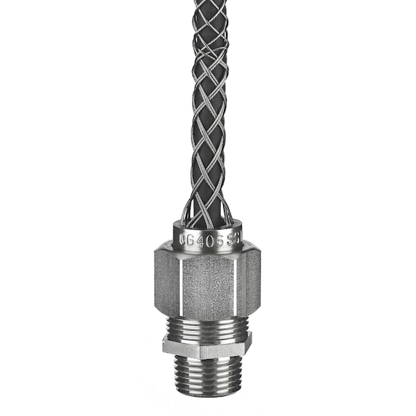 Deluxe Cord Grip, Straight, 1 in NPT, Stainless Steel Body, Stainless Steel Grip